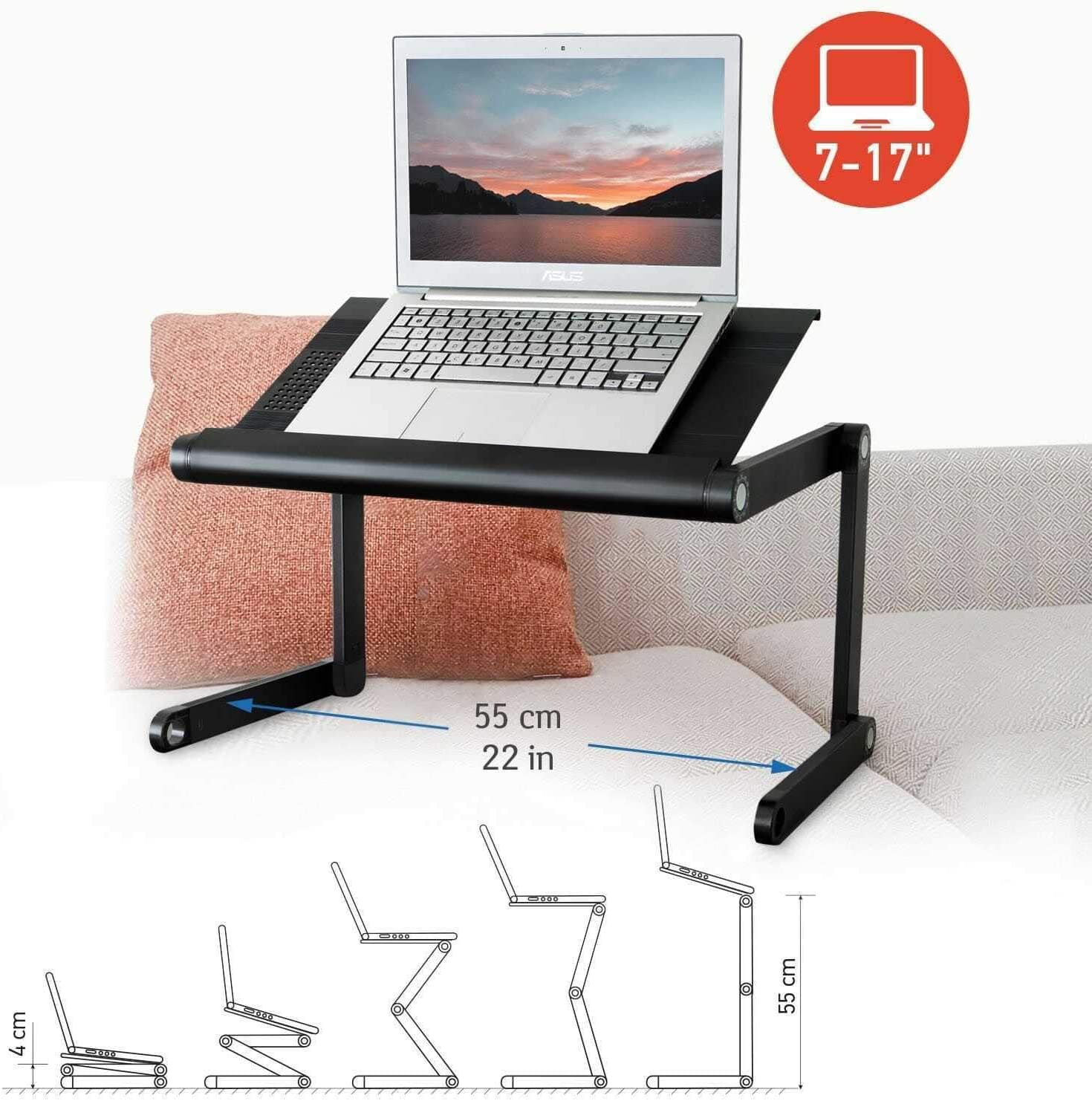 Support ordinateur portable, table de lit, réglable en hauteur - WonderWorker Nobel