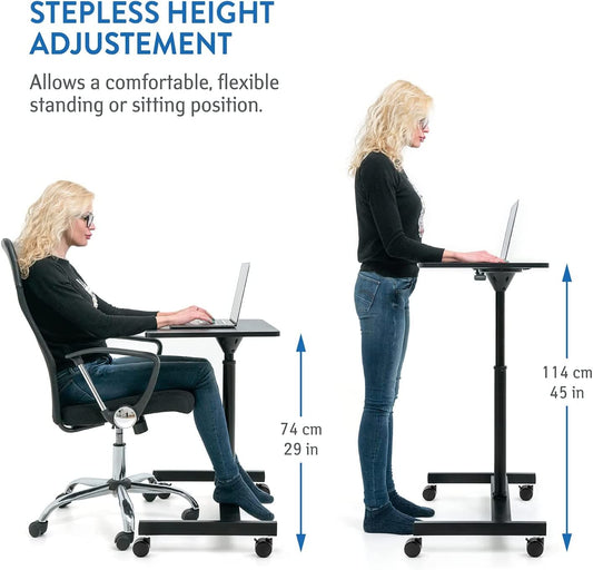 Table Pneumatique pour Ordinateur Portable à Roulettes, pour s'asseoir et se tenir debout, Tatkraft Focus