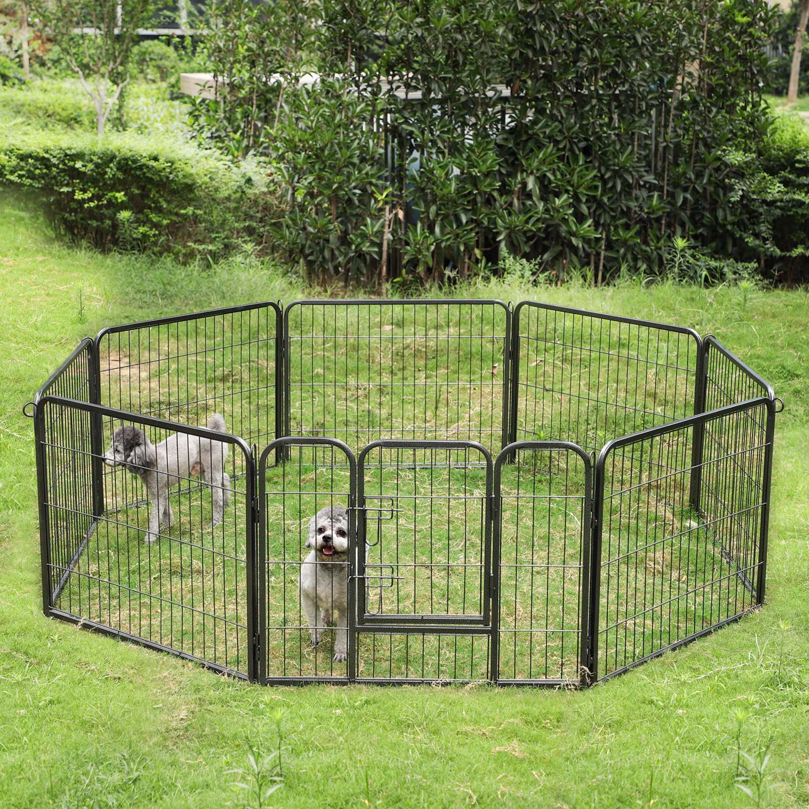 Parc pour Chien, 8 Grilles de 77x60 cm, Clôture, Enclos, Gris, Feandrea, 2