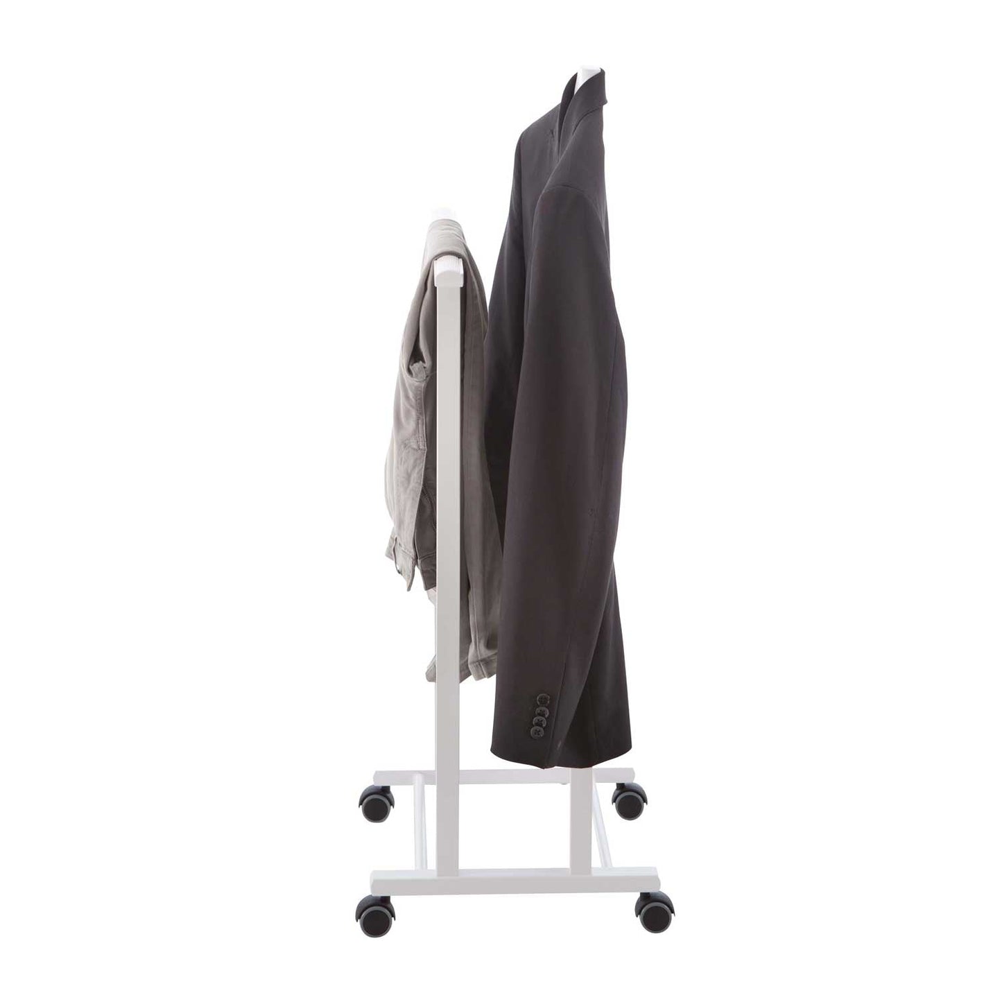 Valet de nuit ATRI, Composé d'un cintre et d'un porte-pantalon, pieds en caoutchouc à la base. - couleur blanche, 1