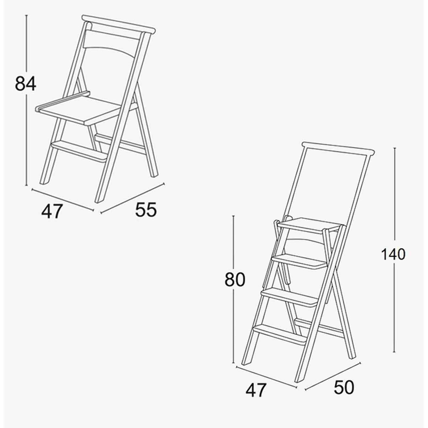 Escabeau transformable et pliable avec système de sécurité, couleur cerise, 1