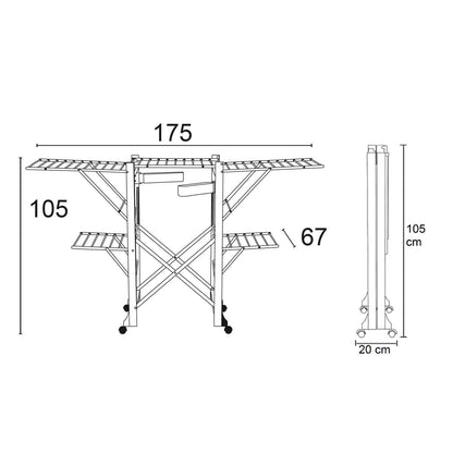 Étendoir à Linge Professionnel, Etendoir a Linge Plliable, Tancarville en Bois, 28 Mètres, ARIT GABBIANO Blanc, 5