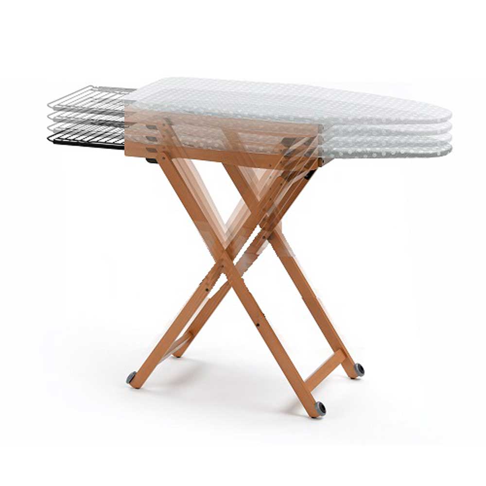 Table à repasser STIROLIGHT, hauteur réglable : 84-88-91-93 cm, roulettes à la base, repose-fer coulissant - Couleur Cerise, ARIT, 2