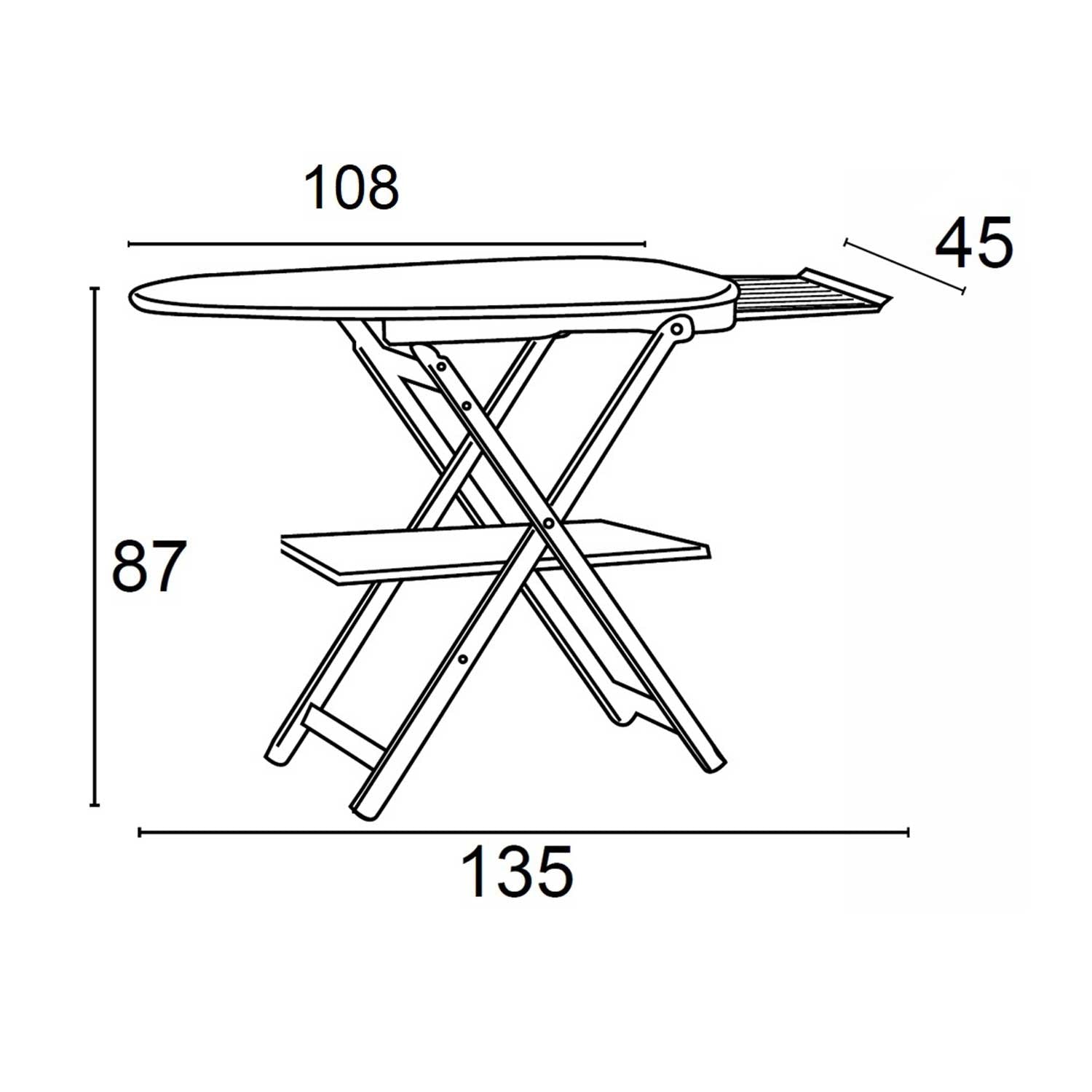 Table à repasser ASTIR, hauteur du plan de travail 87 cm, pieds à la base, repose-fer coulissant - couleur cerise, ARIT, 1