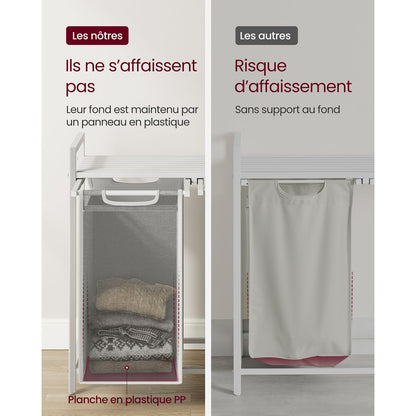 Meuble Panier à Linge Coulissant, Livraison Gratuite en France et Begique, Panier à Linge 2 Compartiments, VASAGLE, 3