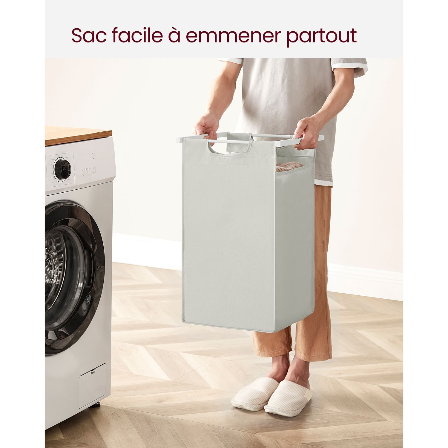 Meuble Panier à Linge Coulissant, Livraison Gratuite en France et Begique, Panier à Linge 2 Compartiments, VASAGLE, 5