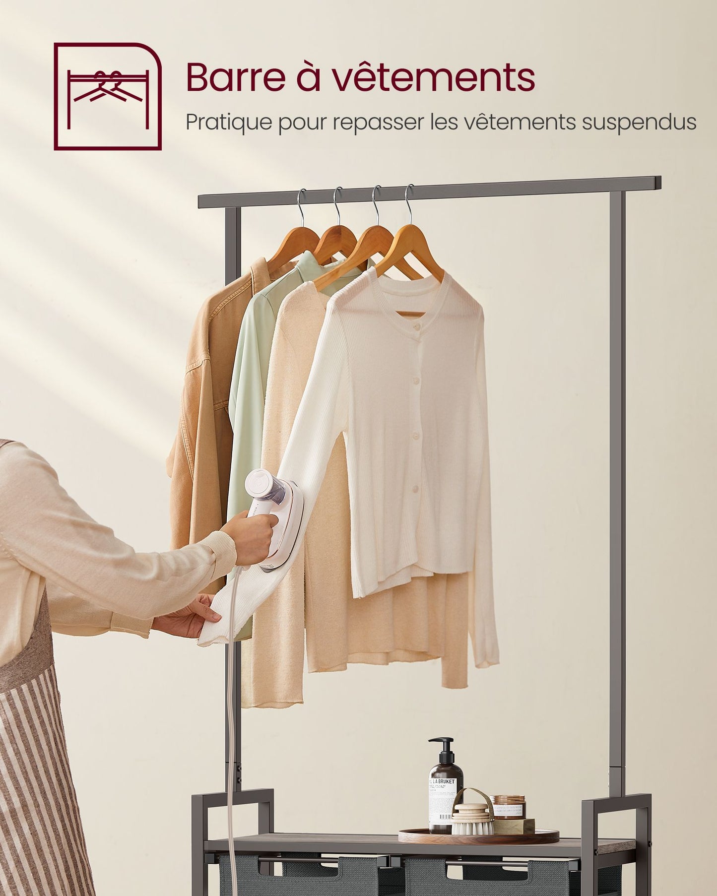 Panier à Linge Pliable, Panier Linge Bois, Corbeille Linge Sale, 2 x 46 L, Grège Mélangé et Gris Ardoise, VASAGLE, 3