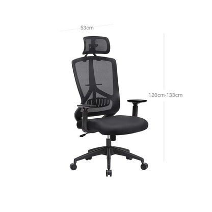 SONGMICS - Chaise de bureau, Chaise d'ordinateur, Hauteur réglable 120-133 cm, Diamètre 53 cm