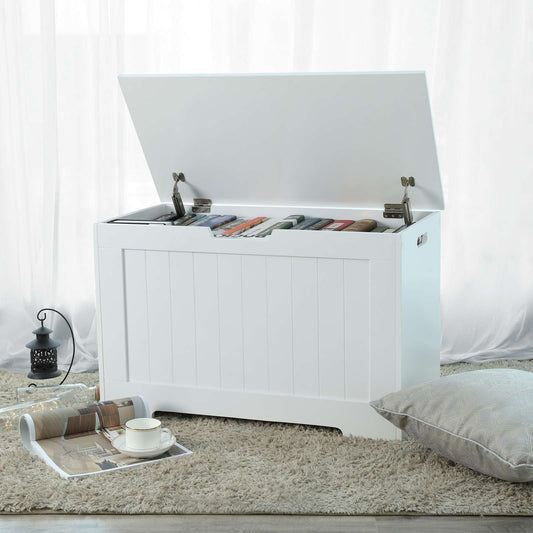 Coffre à jouets, Coffre de rangement, Banc de chaussures meuble de rangement pour jouett, Bout de lit, Blanc, VASAGLE 