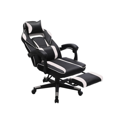 SONGMICS - Chaise Gaming, Siège de Bureau réglable, dossier inclinable (90-135°), Oreiller lombaire, repose-pieds