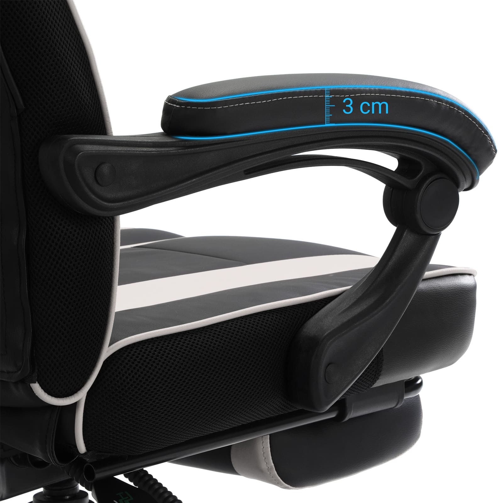 Chaise ergonomique en similicuir PU, facile à nettoyer, Accoudoir souple - 3 cm