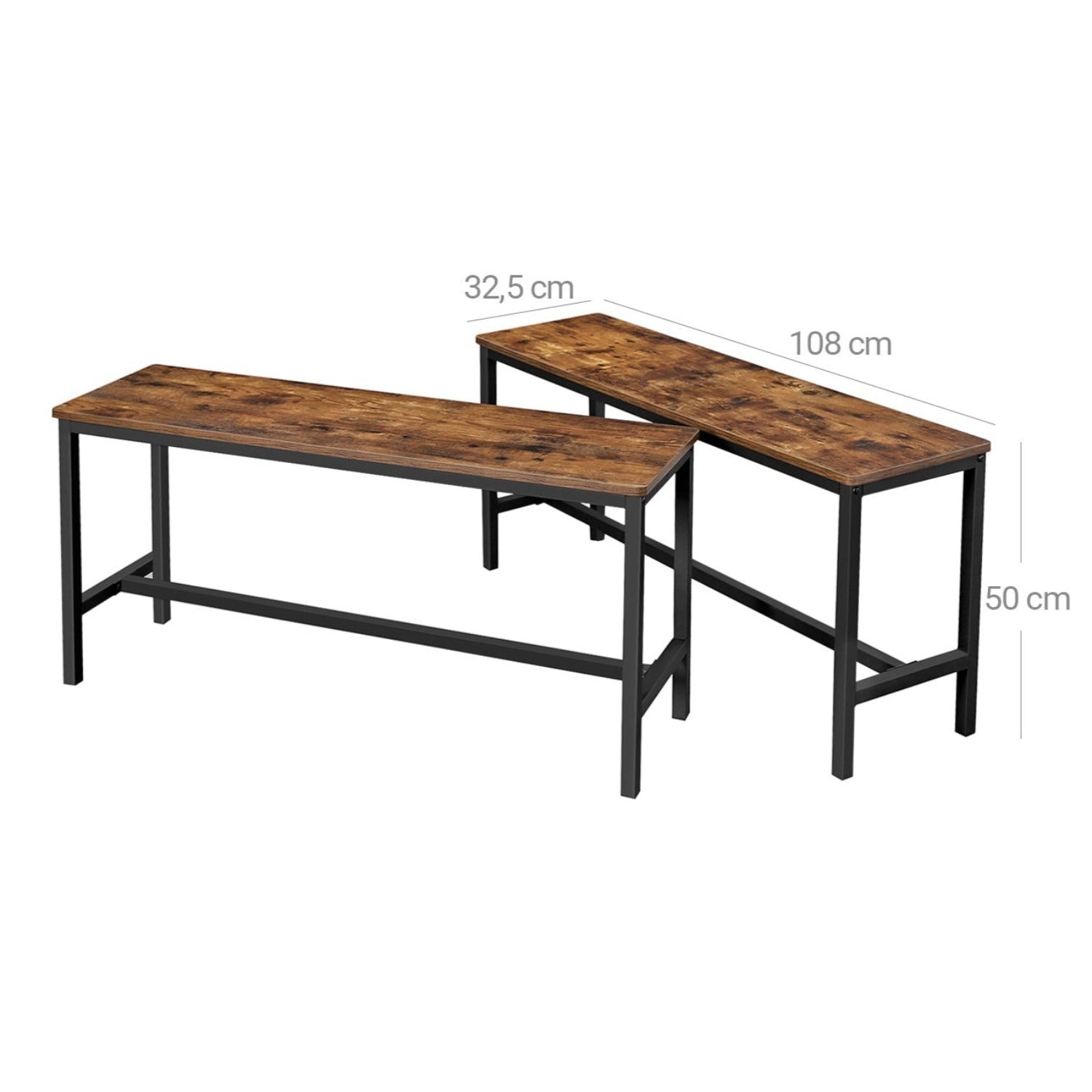 Bancs de Salle à Manger, Lot de 2, Siège pour Cuisine, Style Industriel, 108 x 32,5 x 50 cm, VASAGLE, 5