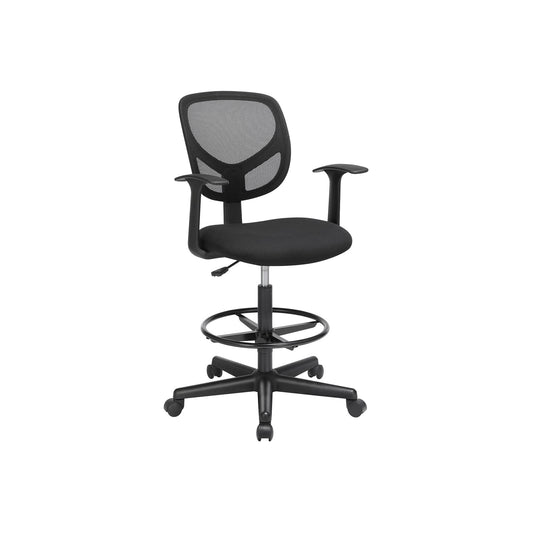 SONGMICS - Chaise de bureau de travail avec accoudoirs chaise de travail haute avec repose-pieds réglable