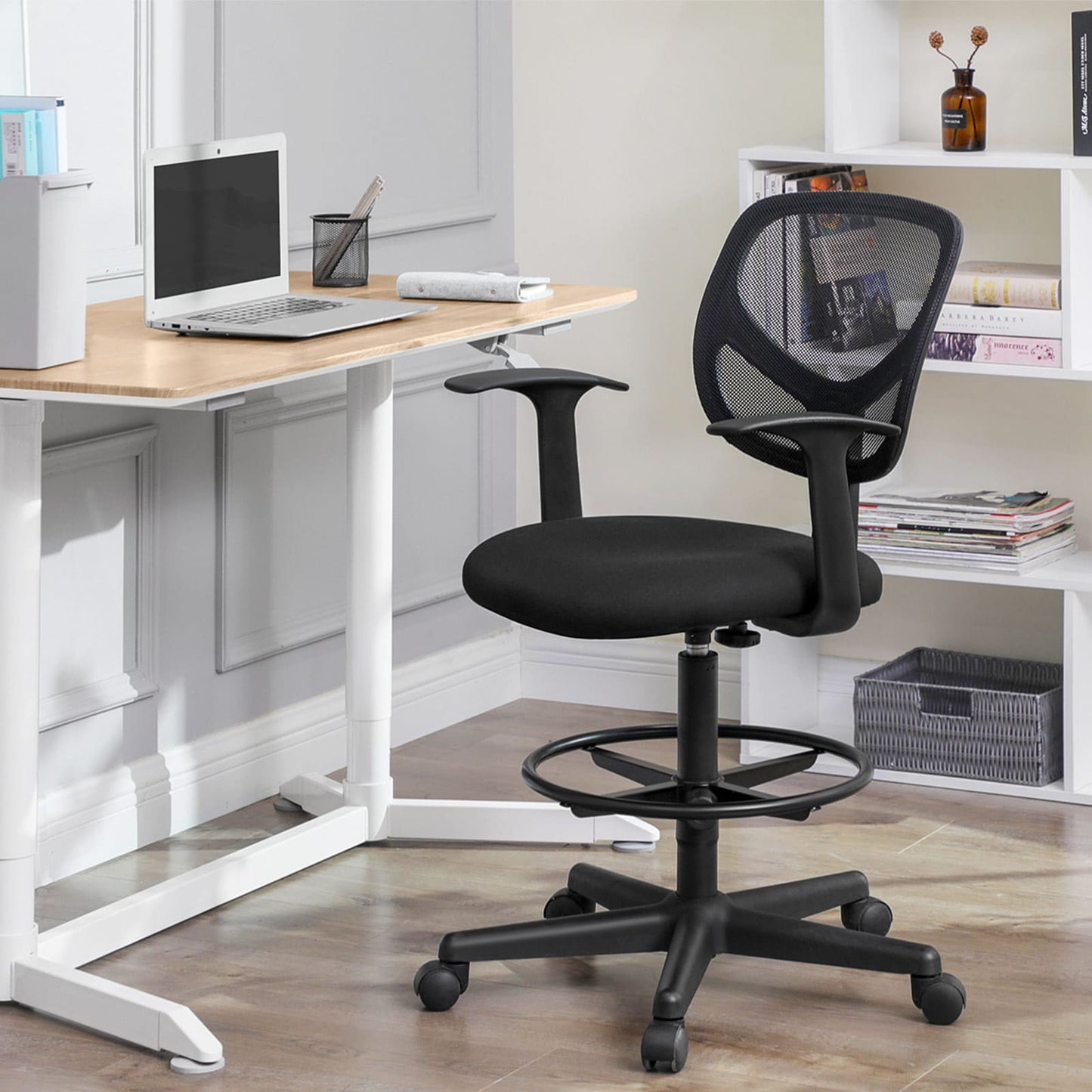 Chaise d'ordinateur ergonomique, réglable en hauteur, repose-pieds, chaise de bureau, rotative à 360 degrés- Songmics