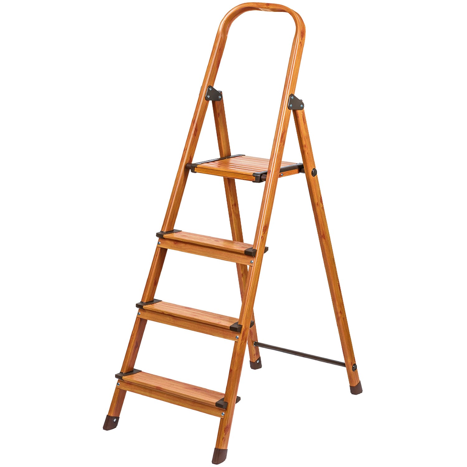 Tatkraft Upgrade 4 - Escabeau 4 Marches, Escabeau Pliable, supporte jusqu’à 150 kg, ultra-léger, antidérapantes avec garde-corps, design scandinave