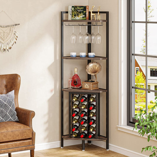 Étagère d'Angle, Etagere a Vin, Jusqu'à 18 Bouteilles, Tribesigns, 1