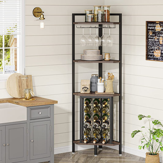 Étagère d'Angle, Etagere a Vin, Jusqu'à 18 Bouteilles, Tribesigns, 3