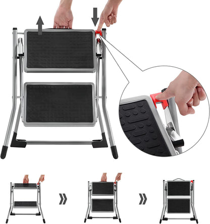 Escabeau, marches larges (20 cm), tapis et pieds en caoutchouc antidérapants, SONGMICS