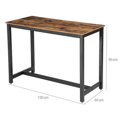 VASAGLE - Table bar, bureau haut, 120 x 60 x 90 cm, table bar stable, table pour cocktails, métal