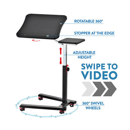 Table pour ordinateur portable, réglable en hauteur, sur roulettes, Pivote à 360 degrés - Tatkraft Joy