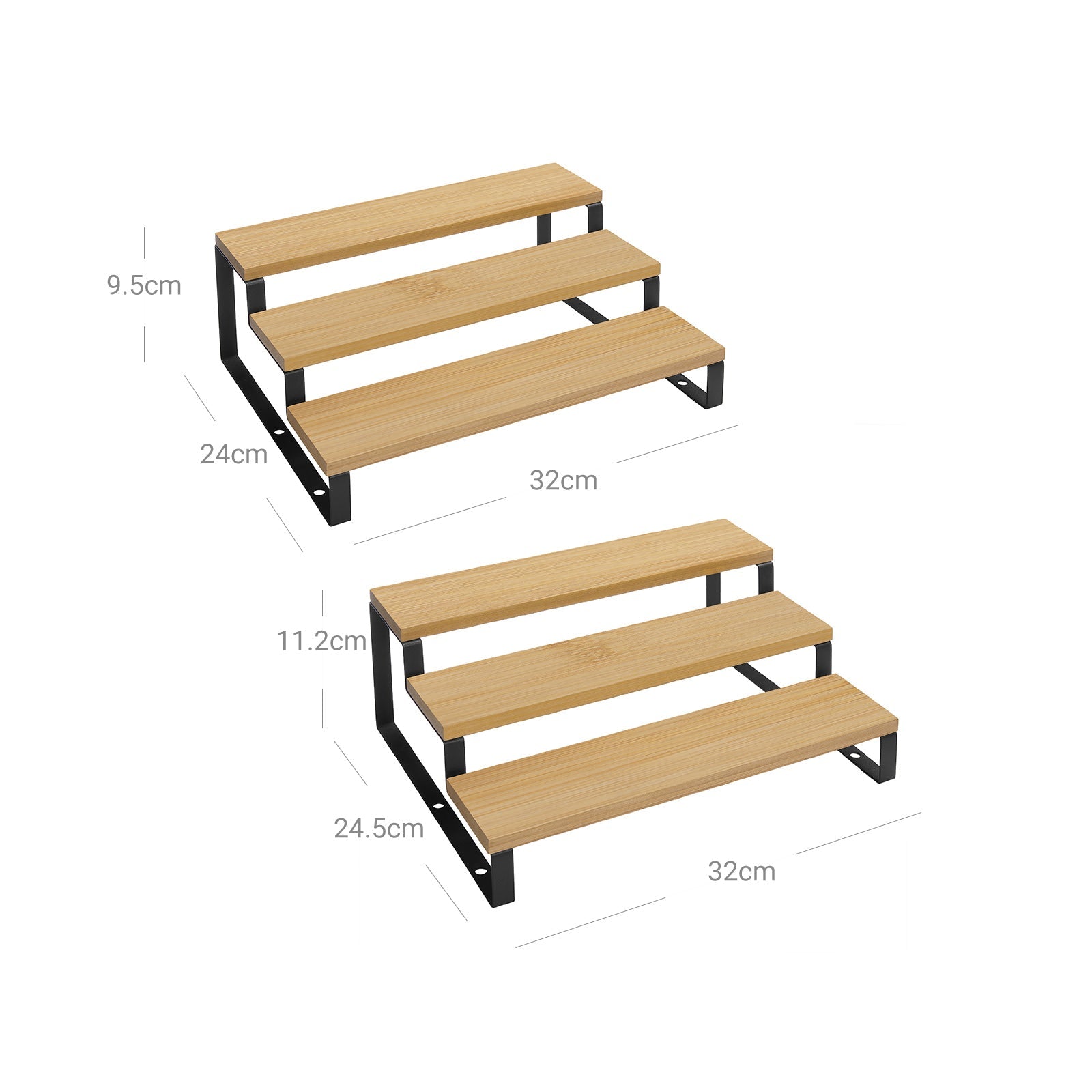 Étagères à épices en bambou, lot de 2 Porte-épices extensible à 3 niveaux, étagère de rangement pour placard, SONGMICS, 5