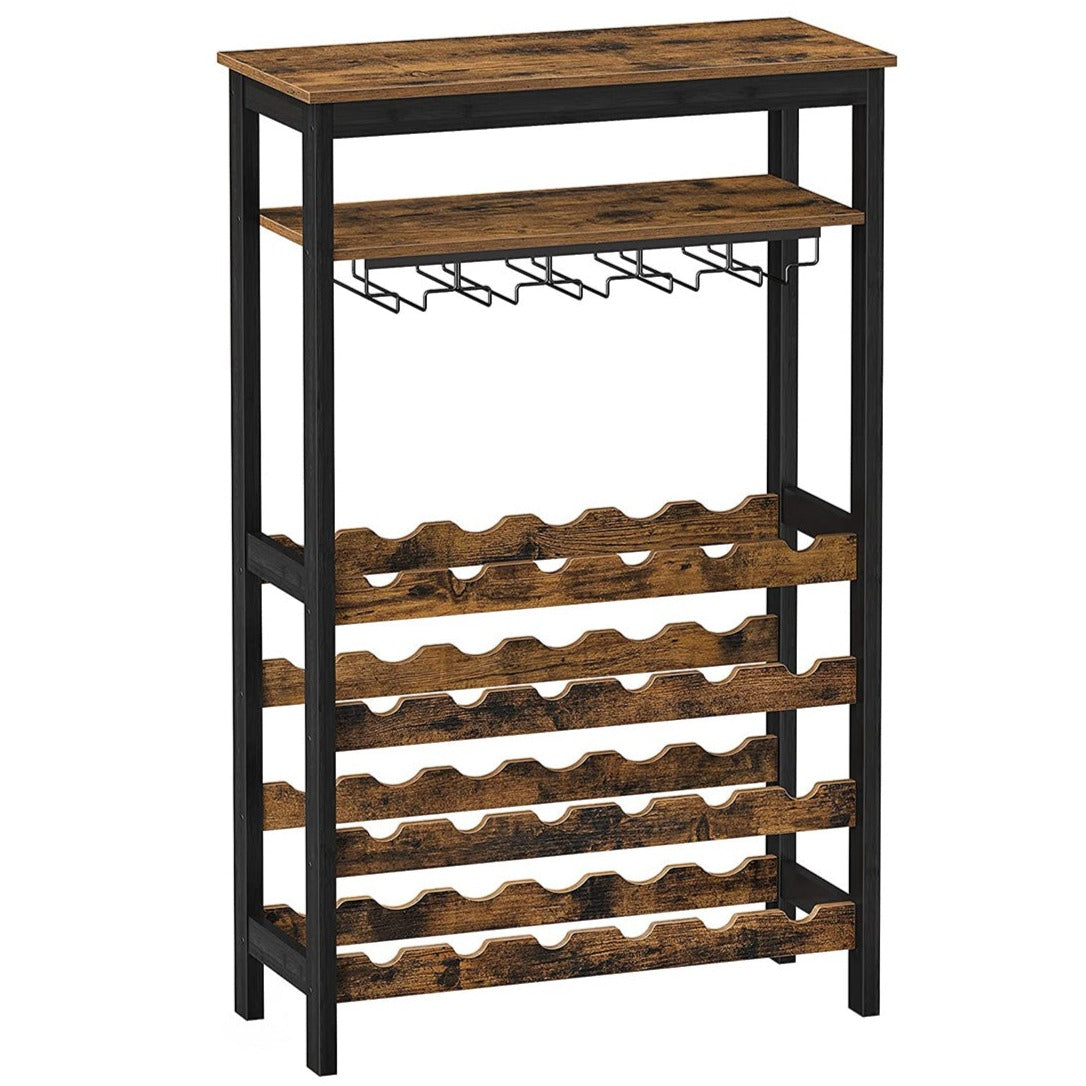 Étagère à Vin 24 Bouteilles, Meuble Rangement avec 5 Rangées Porte-Verres, pour Cuisine, Bar, Salle à Manger, Cave, SONGMICS, 5