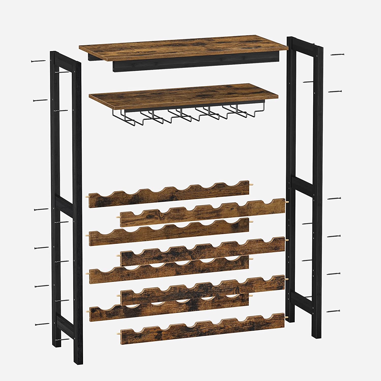 Étagère à Vin 24 Bouteilles, Meuble Rangement avec 5 Rangées Porte-Verres, pour Cuisine, Bar, Salle à Manger, Cave, SONGMICS, 4