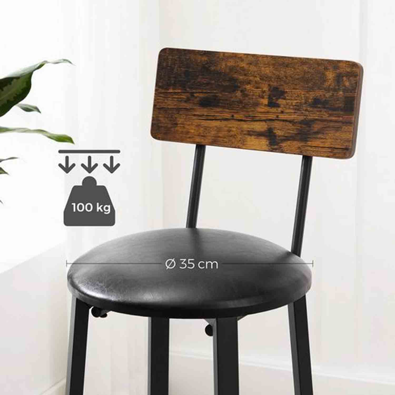 Tabouret de Bar, Lot de 2, Chaise de Cuisine, Rembourré, PU, Assise 75,5 cm, Repose-Pieds, Montage Simple, VASAGLE, 5