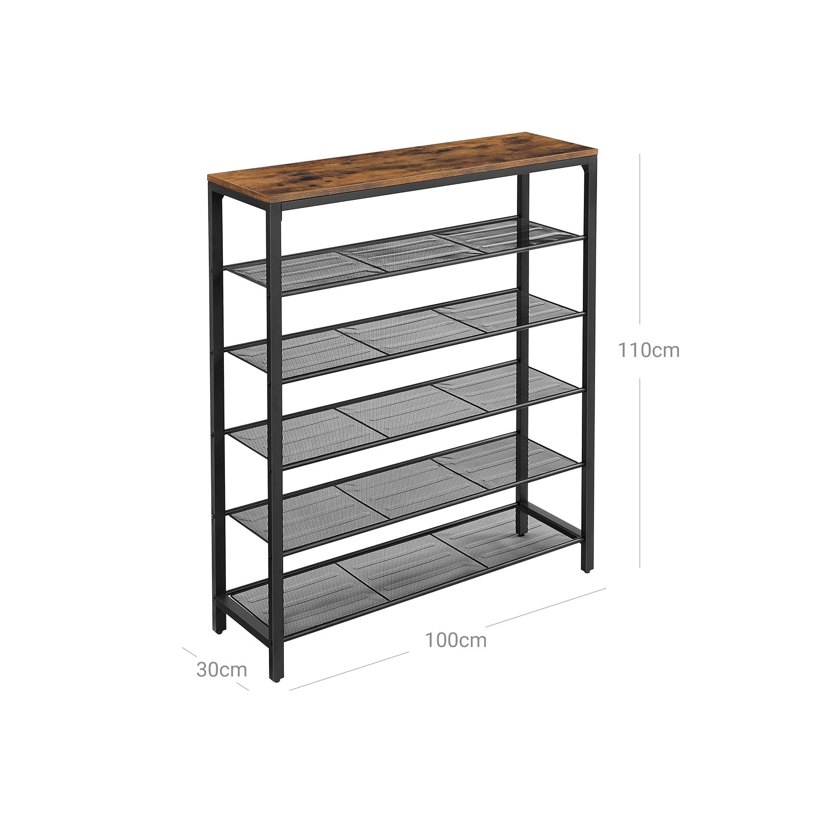 Étagère à Chaussures, Porte-Chaussures, Meuble de Rangement, 5 étagères grillagées et 1 Dessus, pour entrée, Dressing, VASAGLE, 7