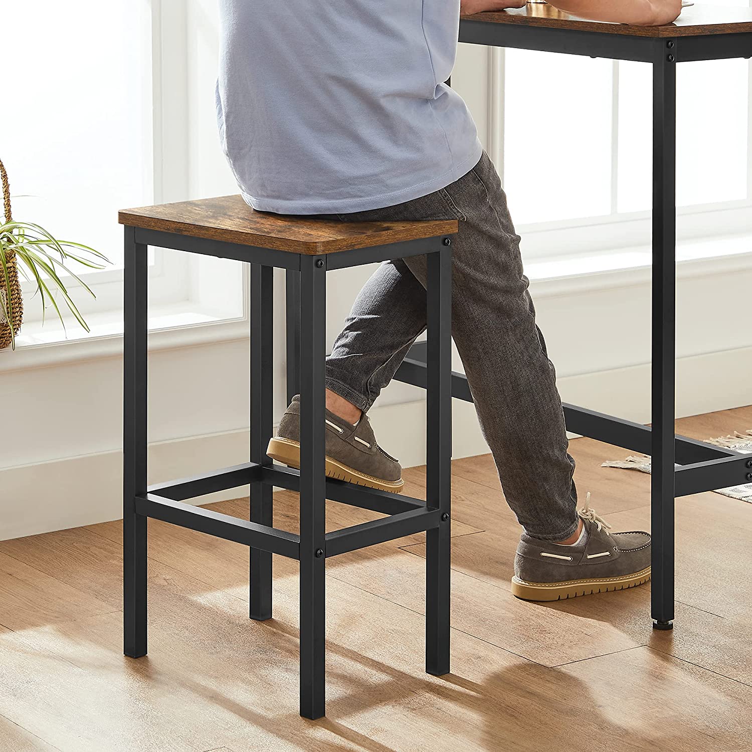 Ensemble Table de Bar avec Tabourets, Table à Manger avec 2 Chaises, Table de Cuisine 40 x 100 x 90 cm, VASAGLE, 1