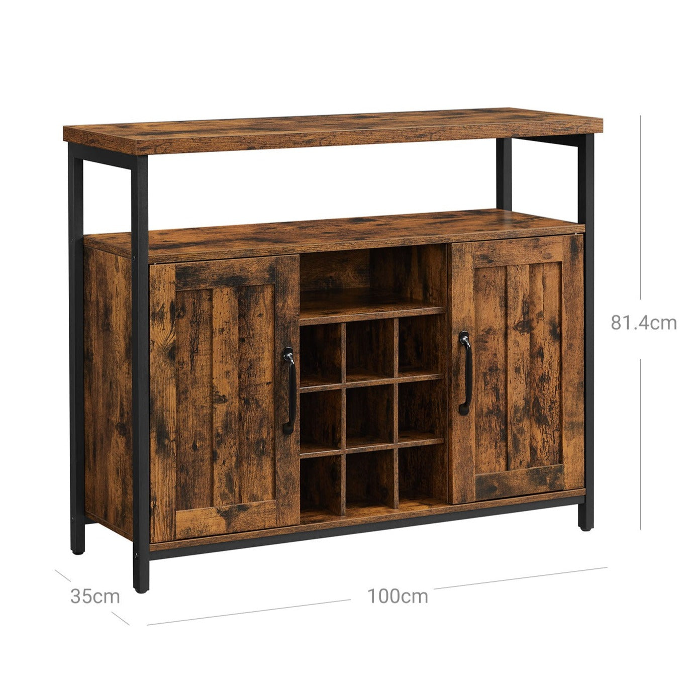 Buffet, Buffet Cuisine, Placard de Cuisine, Meuble de Rangement, avec 2 portes, Pour Cuisine, Marron Rustique, VASAGLE, 6