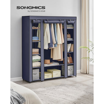 Armoire, armoire de pliage xxl, armoire en tissu avec rail de vêtements et 3 portes à haut niveau, beige, SONGMICS, 1