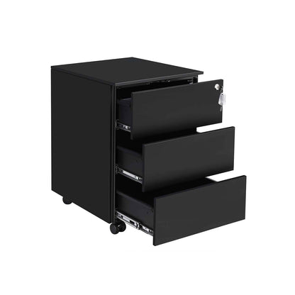 SONGMICS - Caisson de Bureau Mobile, Verrouillable, avec 3 Tiroirs, Rangement de Documents, Papeterie