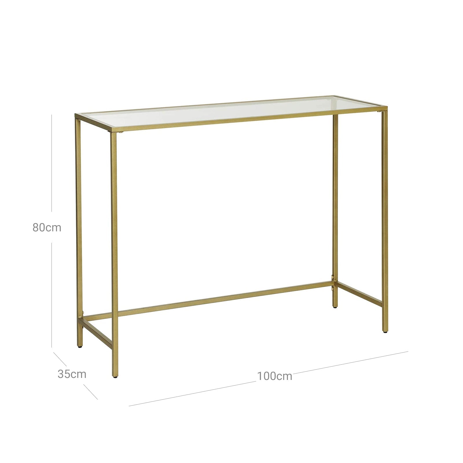 Table Console, Table d’entrée, Bout de canapé, Dessus de Table en Verre trempé, Robuste, Pieds réglables, VASAGLE, 2