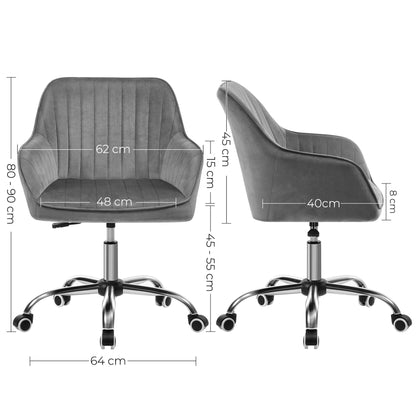 Chaise de bureau, Chaise ergonomique, réglable en hauteur 80-90 cm, Largeur d'assise-48 cm, P-40 cm - SONGMICS