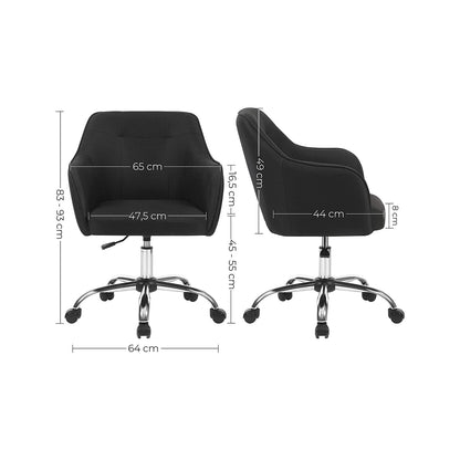 SONGMICS - Fauteuil de bureau, chaise de bureau ergonomique, H83-93 cm, D 64 cm