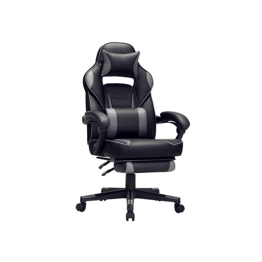 SONGMICS - Fauteuil gamer, Chaise gaming, Siège de bureau réglable, avec repose-pieds télescopique, ergonomique, 150 kg