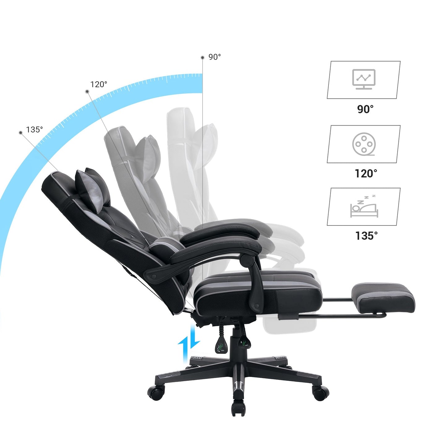 SONGMICS - Chaise réglable (116-126 cm) et inclinable (90-135°) pour un travail efficace. Confort total
