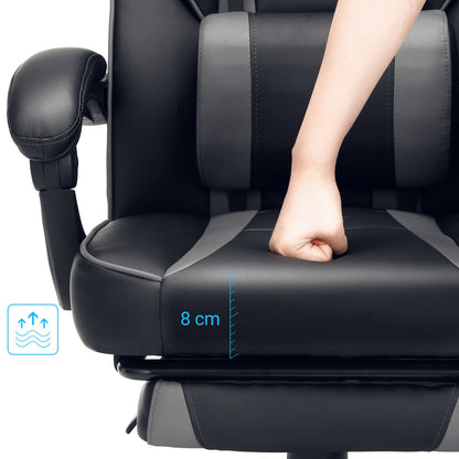 SONGMICS - Chaise de bureau ergonomique, confortable, réglable et inclinable, assise moelleuse et confortable - 8 cm