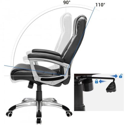 Chaise de bureau, en cuir écologique, pratique, confortable, angle du dossier 90-110 degrés - SONGMICS
