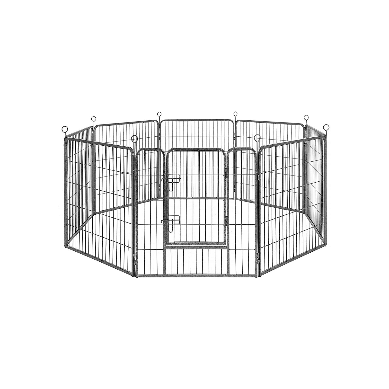 Parc pour Chien, Enclos, Clôture, 8 Grilles de 77x80 cm, Gris, Feandrea, 2