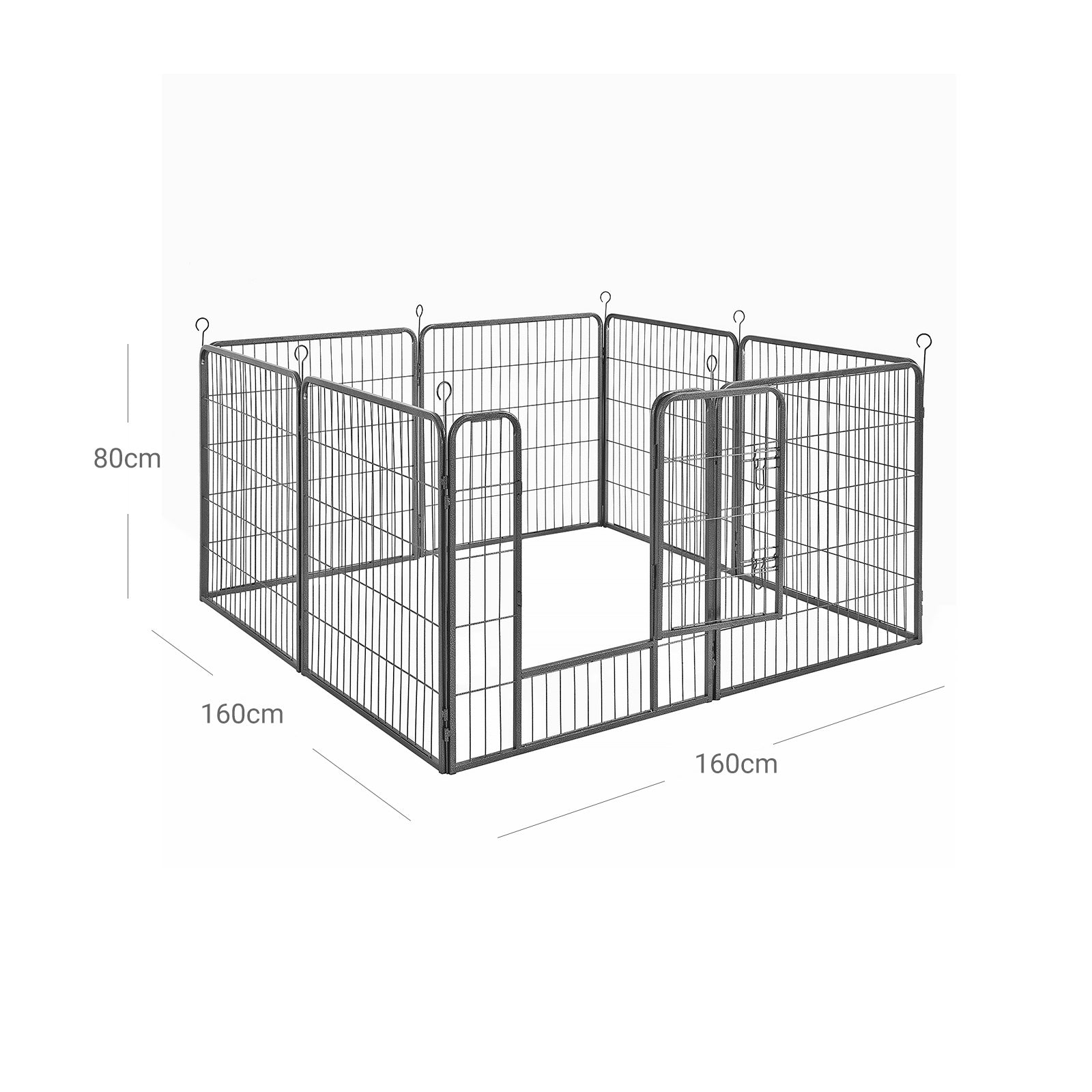 Parc pour Chien, Enclos, Clôture, 8 Grilles de 77x80 cm, Gris, Feandrea, 6