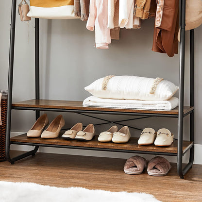 Portant Vêtements Solide, jusqu'à 170 kg, Porte Vetement Chambre, Porte-manteau avec 2 étagères, VASAGLE, 4
