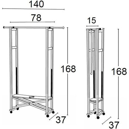 Portant Vetement Bois, Penderie,Portant a Vêtement Pliable, Tringle, ARIT Elios 8