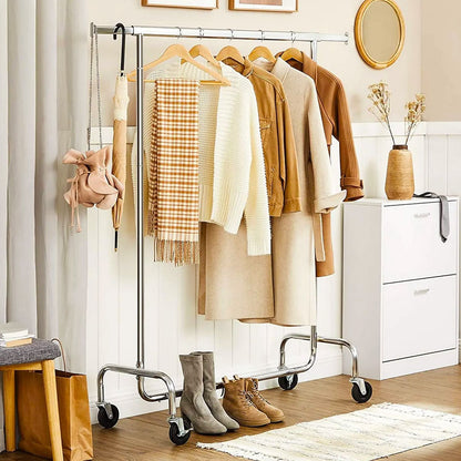 Portant vêtement, Charge Max 130 kg, Télescopique, Réglable, avec roulettes, Mètal chromé, SONGMICS, 3