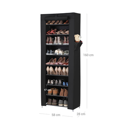 Armoire étagères à Chaussures 10 Couches avec Housse 27 Paires de Chaussures Rangement Pratique en Toile Noir, SONGMICS, 5