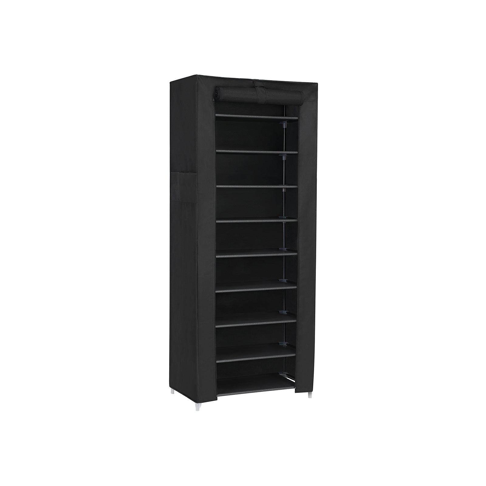 Armoire étagères à Chaussures 10 Couches avec Housse 27 Paires de Chaussures Rangement Pratique en Toile Noir, SONGMICS