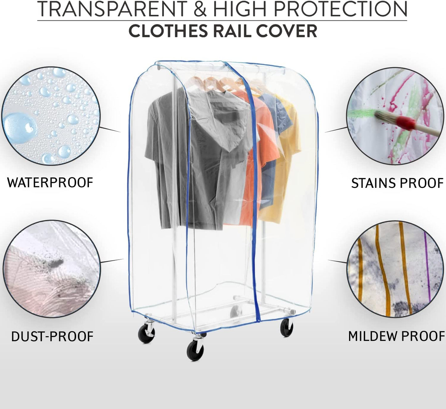 Tatkraft Screen - Housse de Protection pour Portant à Vêtements, Plastique Waterproof Transparent, Ouverture et Fermeture Faciles, L96 cm