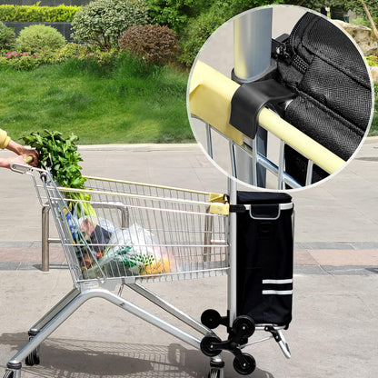 Chariot de Course, Chariot de Course Pliable, 35L, Caddie 6 Roues, Poussette de marché, adapté aux escaliers, Noir, 3
