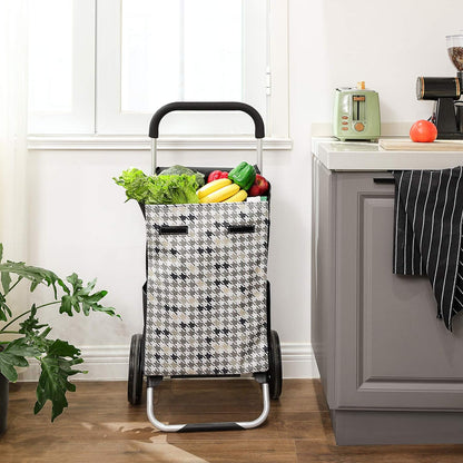 Chariot de Course, Chariot de Course Pliable, Caddie, Poussette de marché, capacité 40L, Noir, Songmics